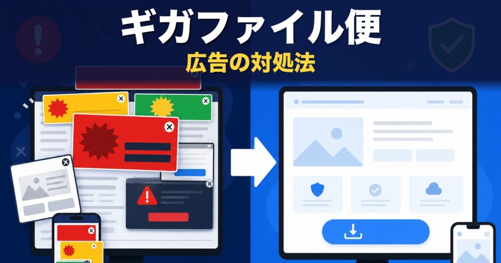 ギガファイル便の広告が邪魔！広告なしで大容量ファイルを送る方法