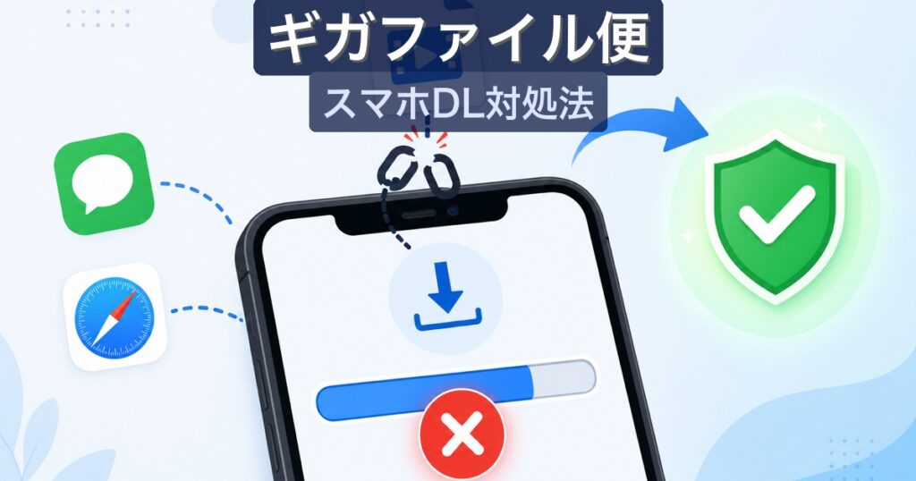 ギガファイル便がスマホでダウンロードできない対処法