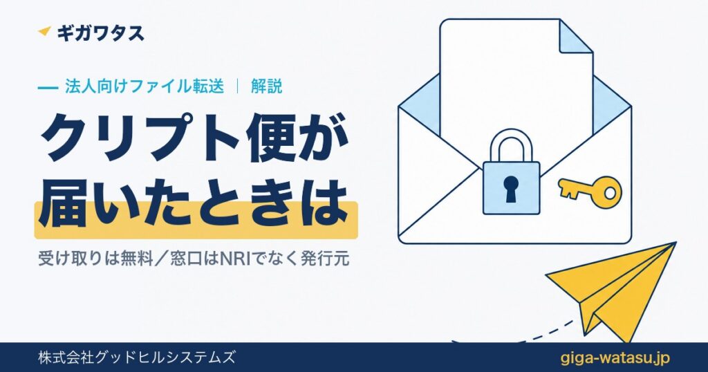 クリプト便が届いたときは — 受け取りは無料、問い合わせ窓口はNRIセキュアでなくID発行元